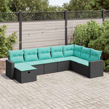 Set Divani da Giardino con Cuscini 8 pz Nero in Polyrattan