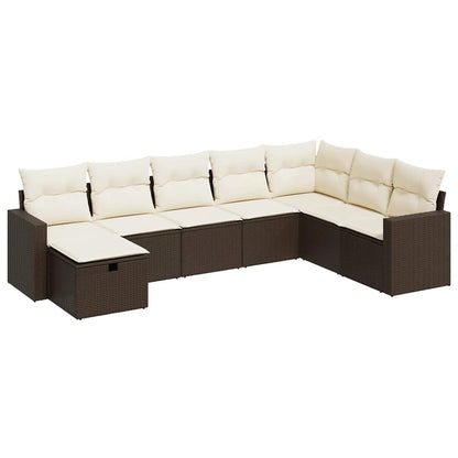 Set Divani da Giardino 8 pz con Cuscini Marrone in Polyrattan - homemem39
