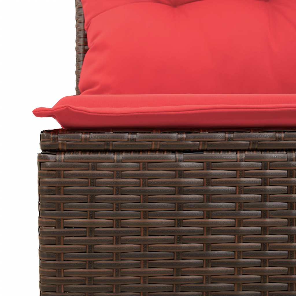 Set Divani da Giardino 8 pz con Cuscini Marrone in Polyrattan