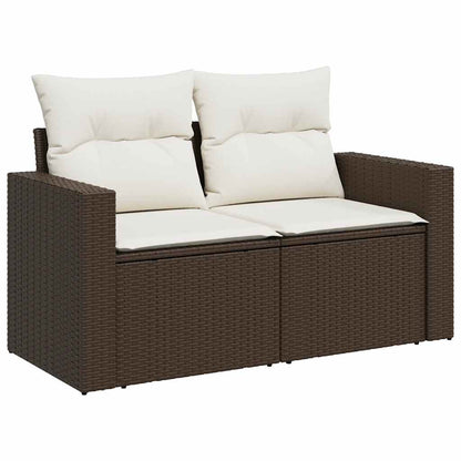 Set Divani da Giardino 9pz con Cuscini Marrone in Polyrattan - homemem39