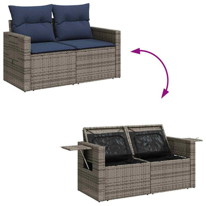 Set Divani da Giardino 4 pz con Cuscini in Polyrattan Grigio