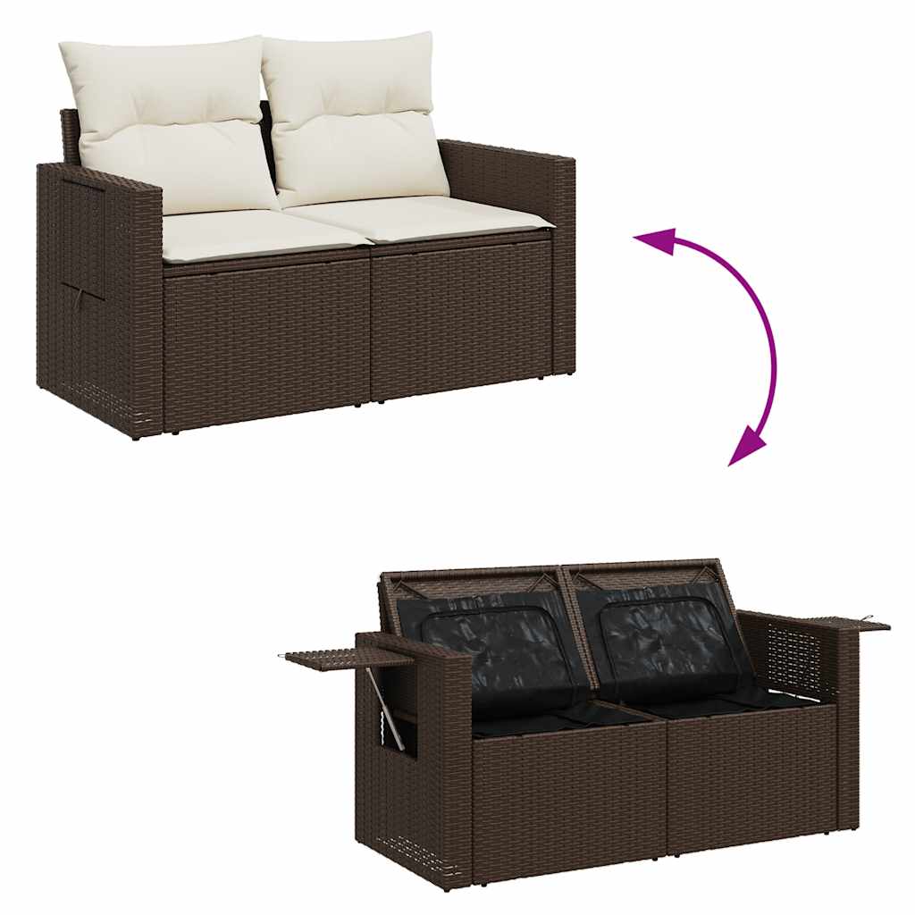 Set Divano da Giardino 4 pz con Cuscini Marrone in Polyrattan - homemem39