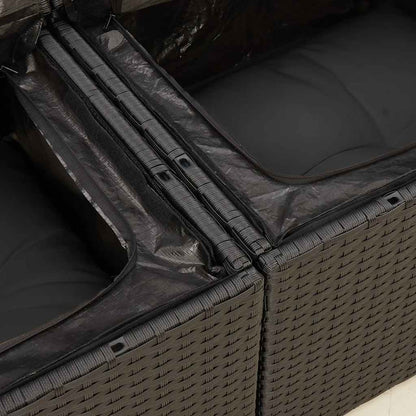 Set Divani da Giardino 5 pz con Cuscini in Polyrattan Nero | homemem39