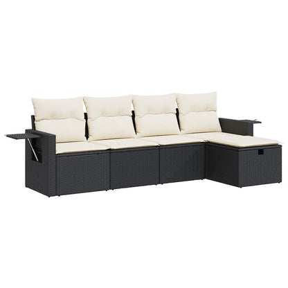 Set Divani da Giardino 5 pz con Cuscini in Polyrattan Nero | homemem39