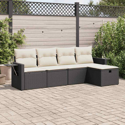Set Divani da Giardino 5 pz con Cuscini in Polyrattan Nero | homemem39