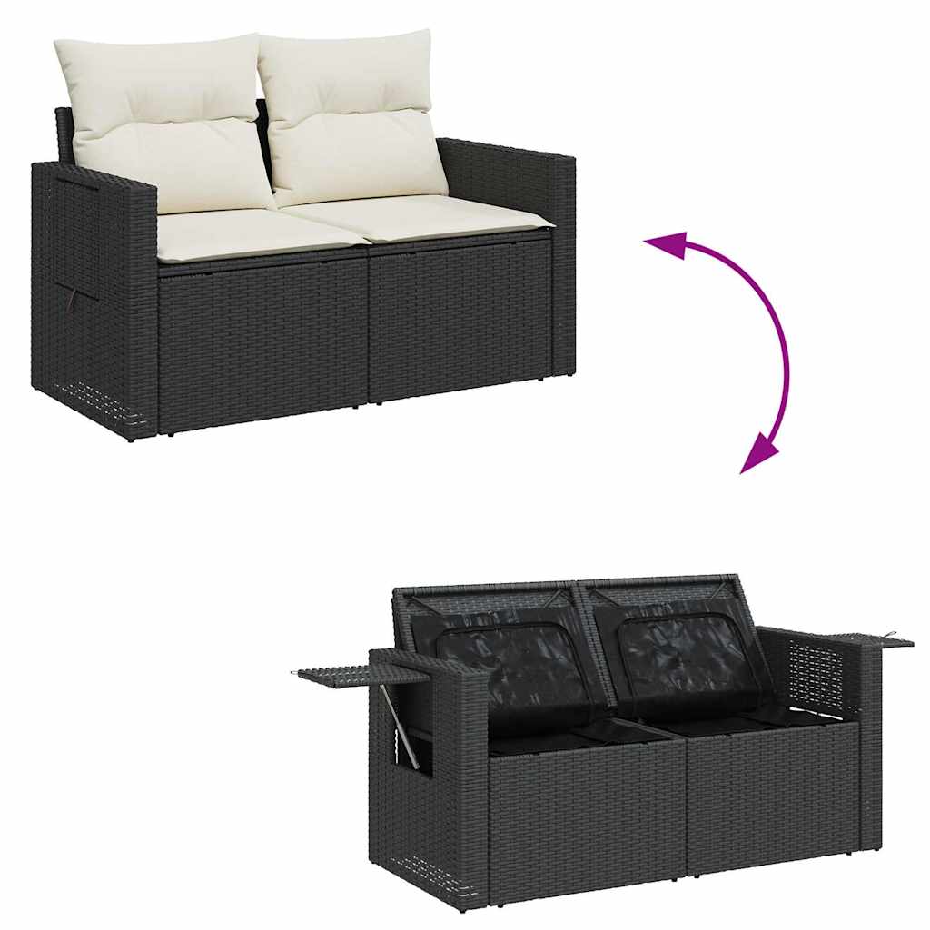 Set Divano da Giardino 6 pz con Cuscini Nero in Polyrattan | homemem39