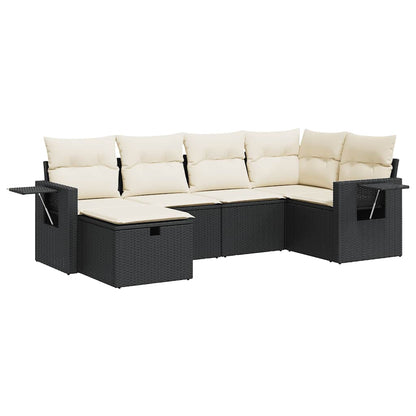Set Divano da Giardino 6 pz con Cuscini Nero in Polyrattan | homemem39