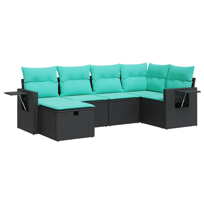 Set Divano da Giardino 6 pz con Cuscini Nero in Polyrattan | homemem39