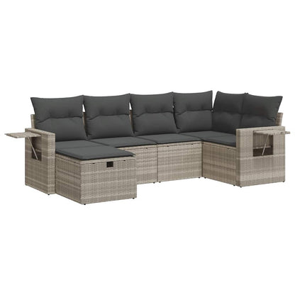 Set Divano da Giardino 6pz con Cuscini Grigio Chiaro Polyrattan - homemem39