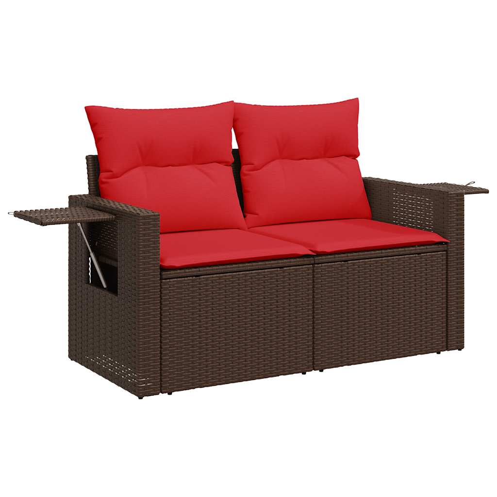 Set Divano da Giardino 6 pz con Cuscini Marrone in Polyrattan