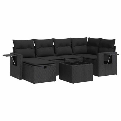 Set Divani da Giardino con Cuscini 7pz Nero Polyrattan | homemem39