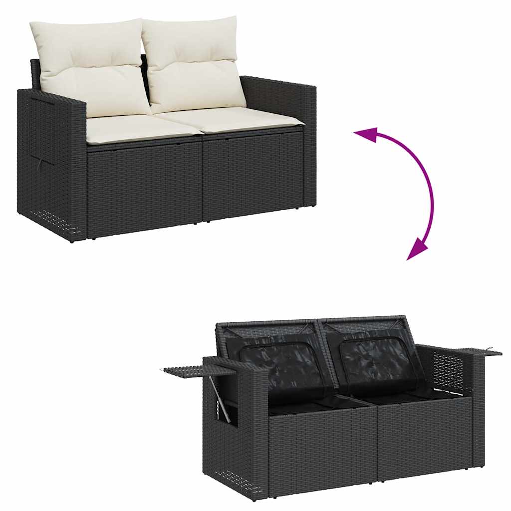 Set Divani da Giardino con Cuscini 7pz Nero Polyrattan | homemem39