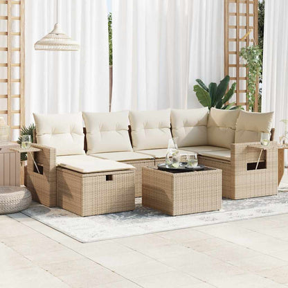 Set Divani da Giardino 7 pz con Cuscini in Polyrattan
