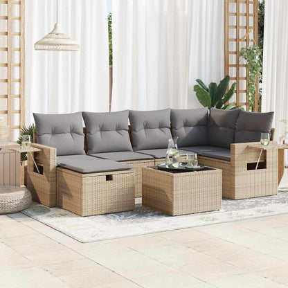Set Divani da Giardino 7 pz con Cuscini in Polyrattan