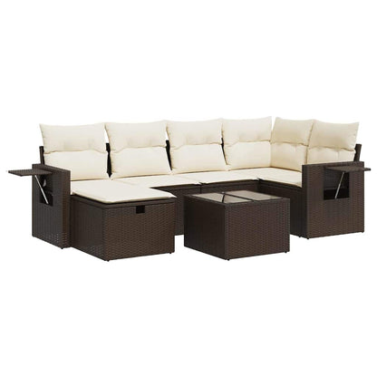 Set Divani da Giardino 7 pz con Cuscini Marrone in Polyrattan - homemem39
