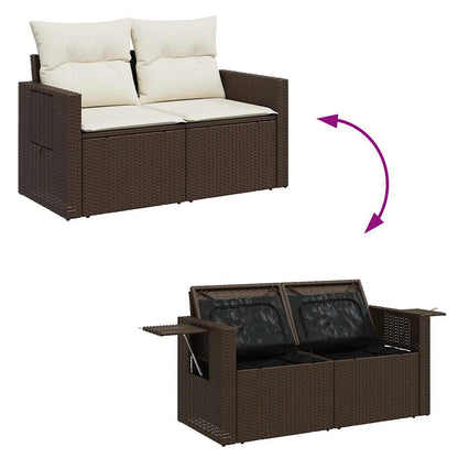 Set Divani da Giardino 7 pz con Cuscini Marrone in Polyrattan - homemem39