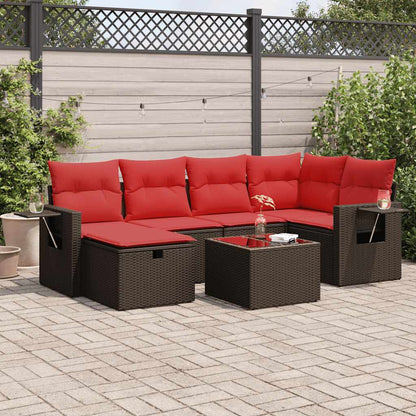 Set Divani da Giardino 7 pz con Cuscini Marrone in Polyrattan | homemem39