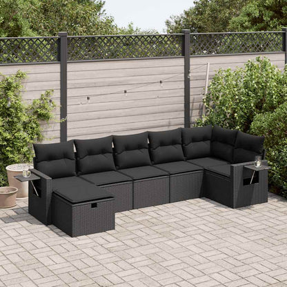 Set Divani da Giardino con Cuscini 7pz Nero Polyrattan | homemem39