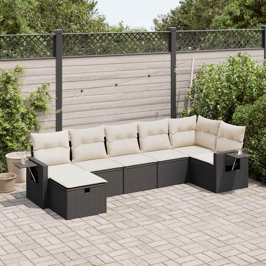 Set Divani da Giardino con Cuscini 7pz Nero Polyrattan - homemem39