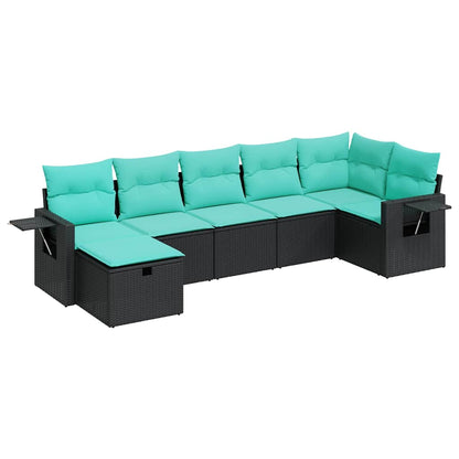 Set Divani da Giardino con Cuscini 7pz Nero Polyrattan | homemem39