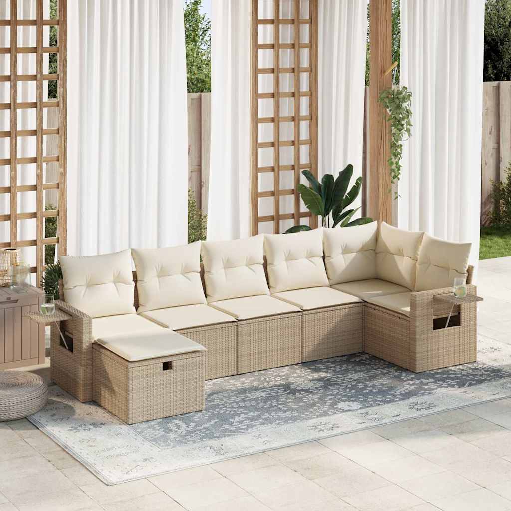 Set Divani da Giardino 7 pz con Cuscini in Polyrattan