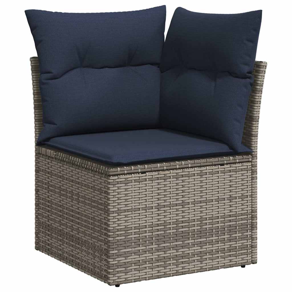 Set Divani da Giardino 7 pz con Cuscini Grigio in Polyrattan