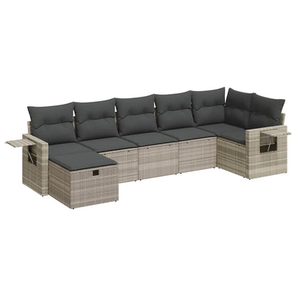Set Divani da Giardino 7pz con Cuscini Grigio Chiaro Polyrattan - homemem39