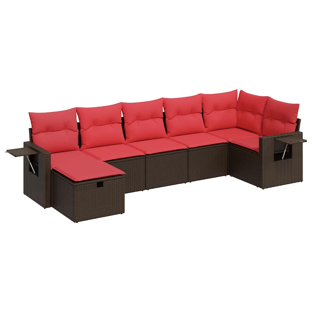 Set Divani da Giardino 7 pz con Cuscini Marrone in Polyrattan | homemem39