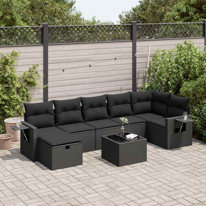 Set Divani da Giardino con Cuscini 8 pz Nero in Polyrattan | homemem39