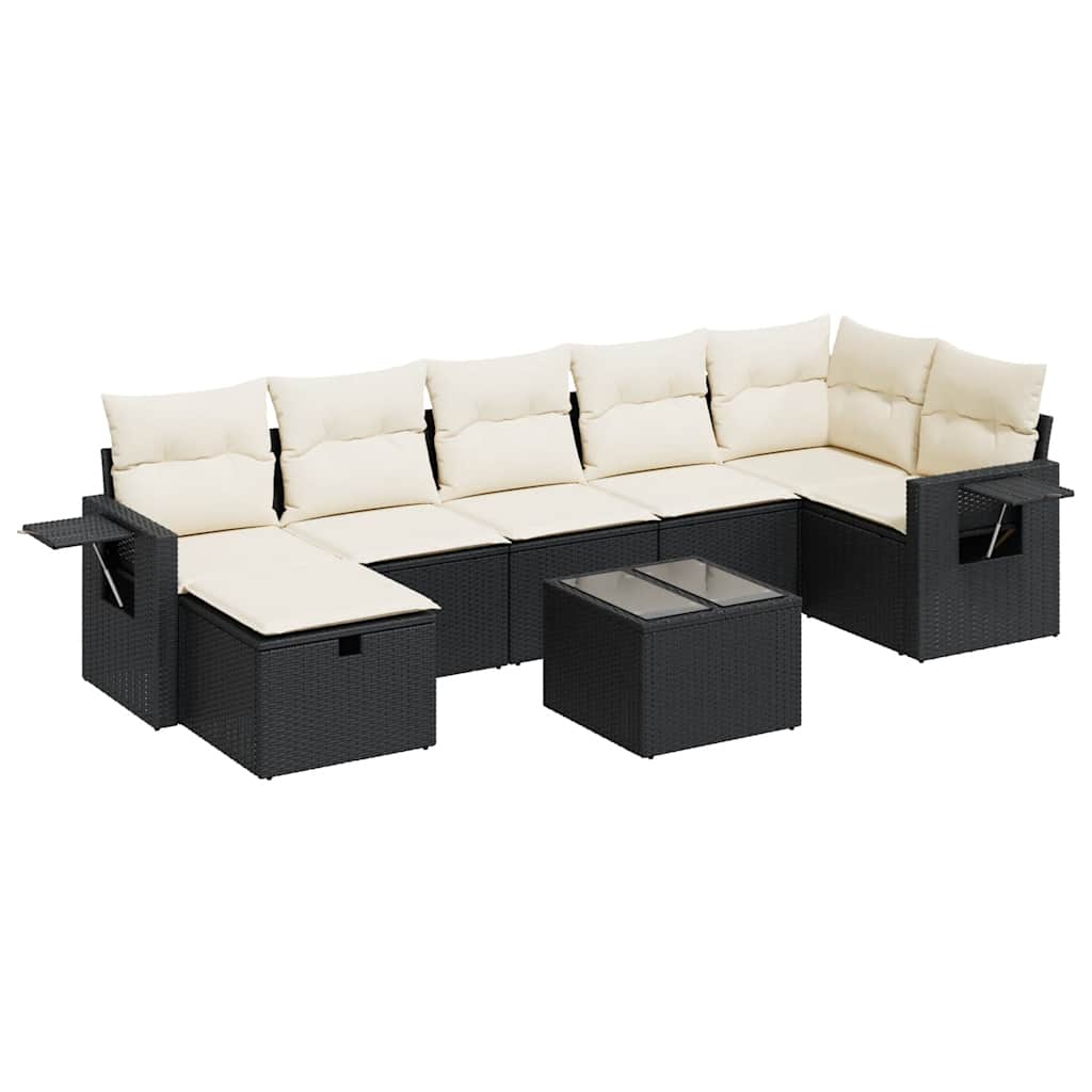 Set Divani da Giardino con Cuscini 8 pz Nero in Polyrattan