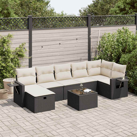 Set Divani da Giardino con Cuscini 8 pz Nero in Polyrattan - homemem39