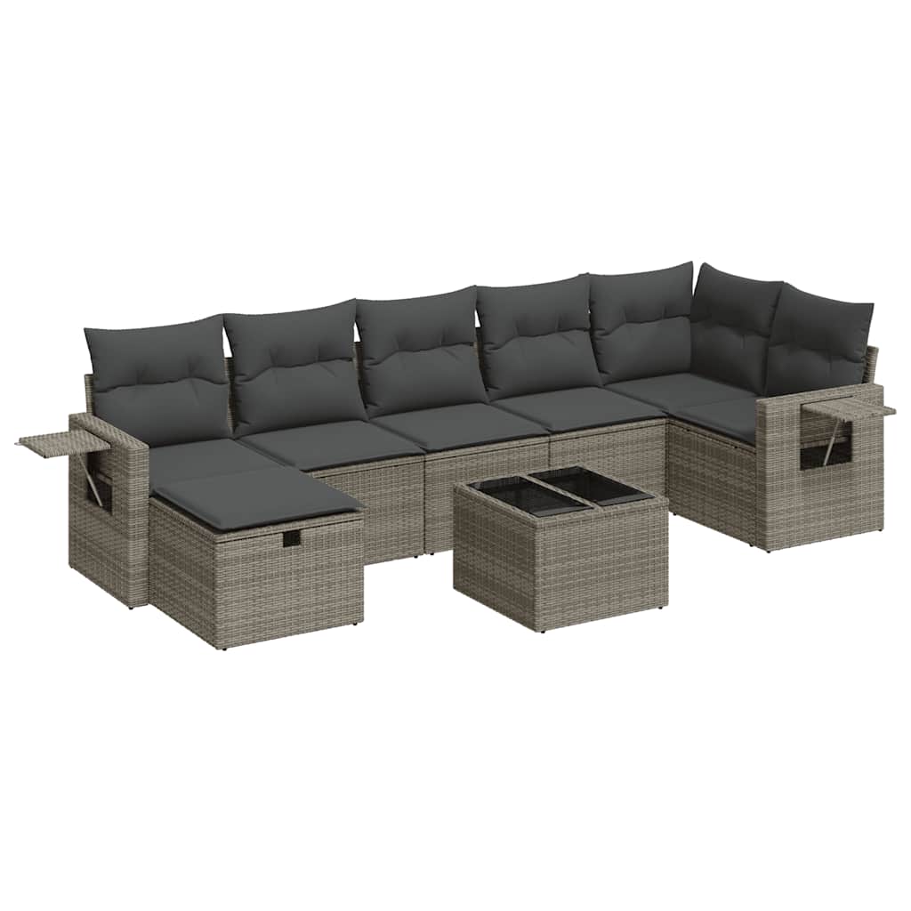 Set Divano da Giardino 8 pz con Cuscini Grigio in Polyrattan | homemem39