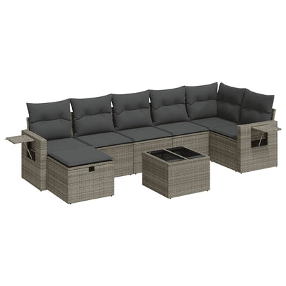Set Divano da Giardino 8 pz con Cuscini Grigio in Polyrattan | homemem39