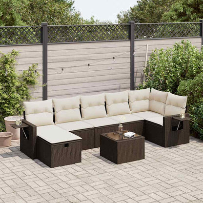 Set Divani da Giardino 8 pz con Cuscini Marrone in Polyrattan - homemem39