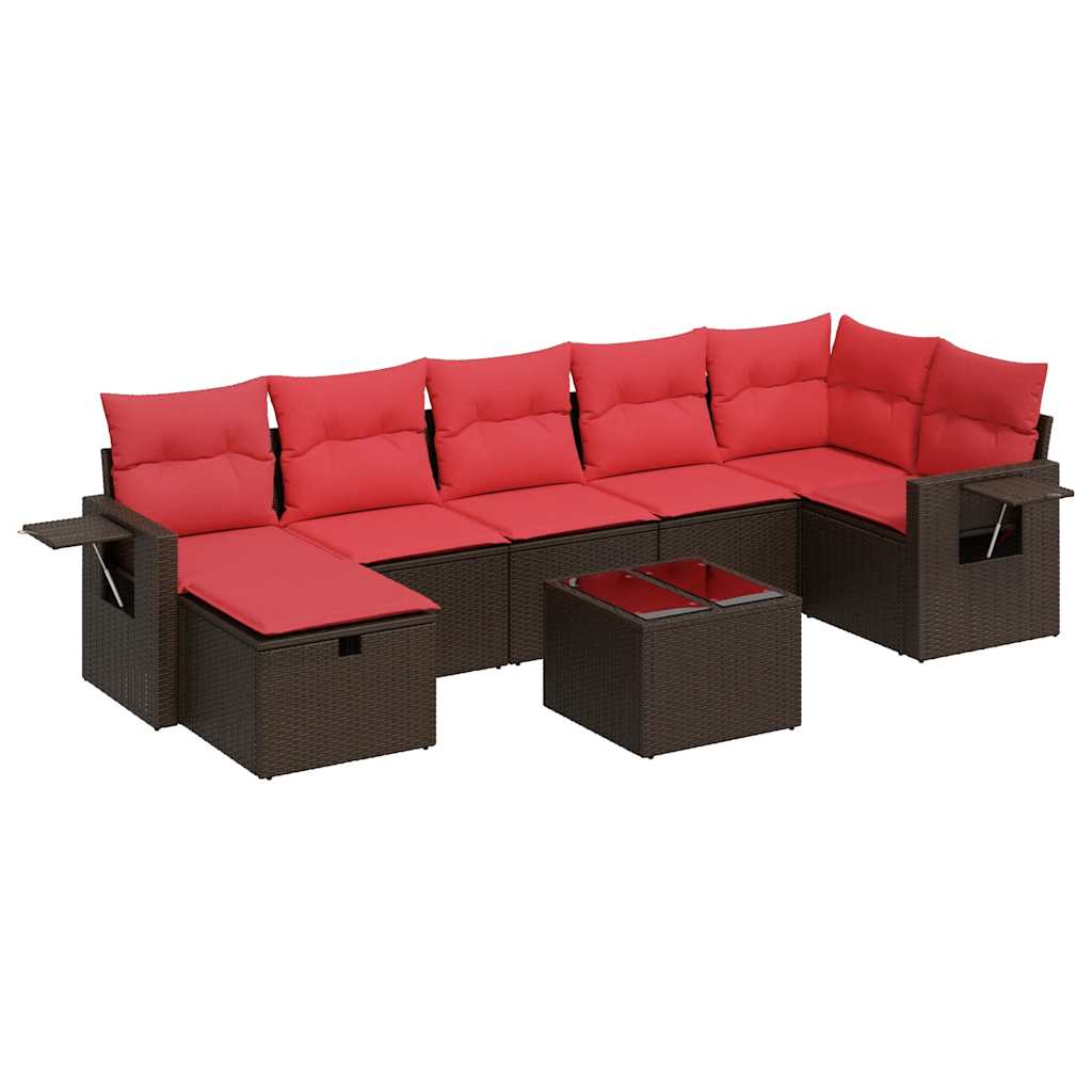 Set Divani da Giardino 8 pz con Cuscini Marrone in Polyrattan | homemem39