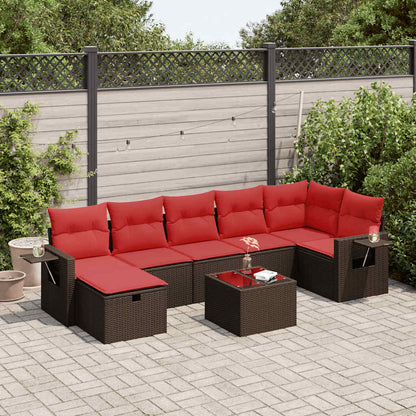 Set Divani da Giardino 8 pz con Cuscini Marrone in Polyrattan | homemem39