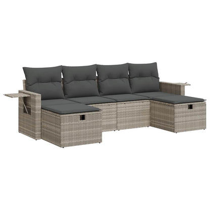 Set Divano da Giardino 6pz con Cuscini Grigio Chiaro Polyrattan - homemem39