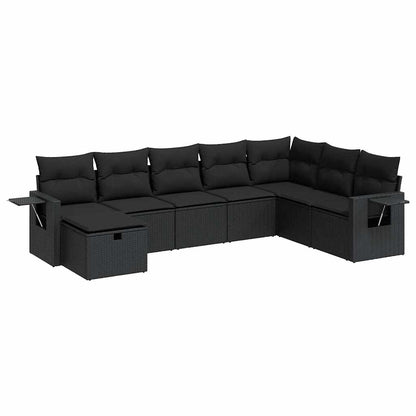 Set Divani da Giardino con Cuscini 8 pz Nero in Polyrattan | homemem39