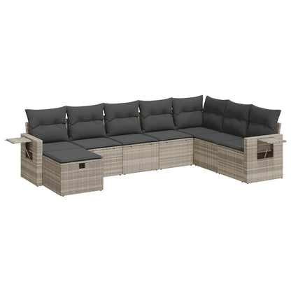 Set Divano da Giardino 8pz con Cuscini Grigio Chiaro Polyrattan - homemem39