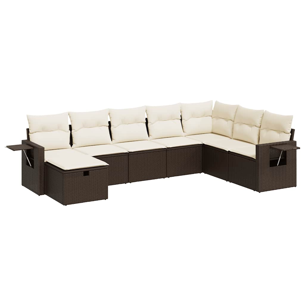 Set Divani da Giardino 8 pz con Cuscini Marrone in Polyrattan - homemem39