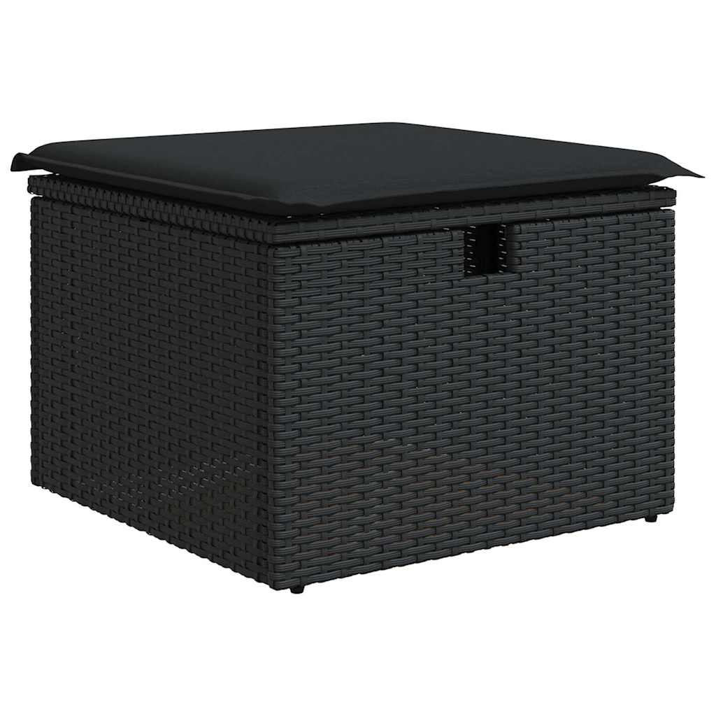 Set Divani da Giardino 4 pz con Cuscini Nero in Polyrattan | homemem39