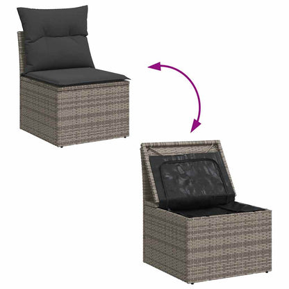 Set Divani da Giardino 4 pz con Cuscini in Polyrattan Grigio | homemem39