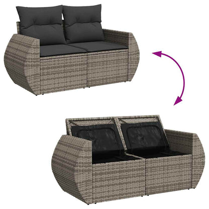 Set Divani da Giardino 4 pz con Cuscini in Polyrattan Grigio | homemem39