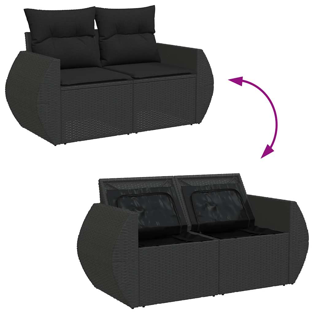 Set Divani da Giardino 5 pz con Cuscini in Polyrattan Nero | homemem39