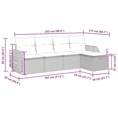 Set Divani da Giardino 5 pz con Cuscini in Polyrattan Nero | homemem39