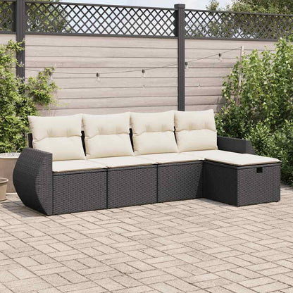 Set Divani da Giardino 5 pz con Cuscini in Polyrattan Nero | homemem39