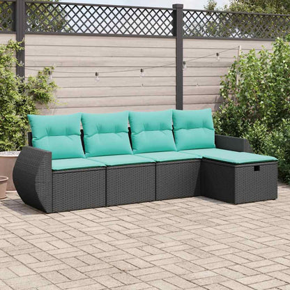 Set Divani da Giardino 5 pz con Cuscini in Polyrattan Nero | homemem39
