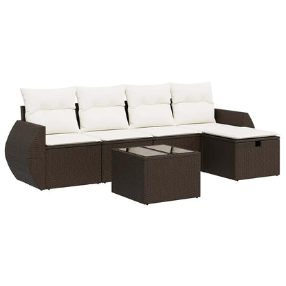 Set Divano da Giardino 6 pz con Cuscini Marrone in Polyrattan - homemem39