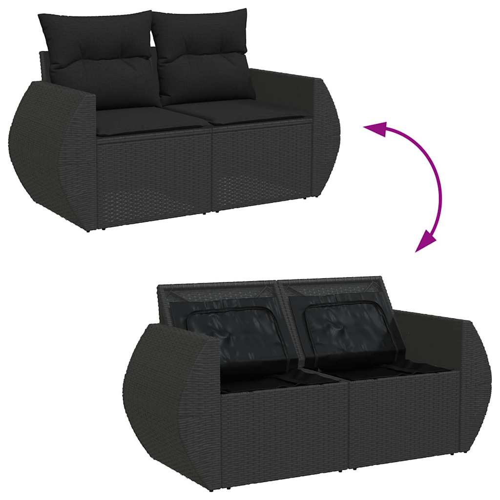 Set Divano da Giardino 6 pz con Cuscini Nero in Polyrattan | homemem39