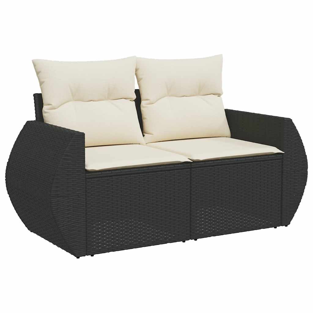 Set Divano da Giardino 6 pz con Cuscini Nero in Polyrattan | homemem39